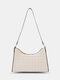 Casual Gingham Print Precision Suture Comfy Fabric Smooth Zipper Versatile Underarm Bag - White