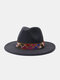 JASSY Men's Felt Fashion Outdoor Casual Sunshade Flat Brim Hat Fedora Hat Bucket Hat - #16