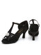 Women Latin Dance Social Dance Square Dance Soft Sole T-Strap Sandals Dancing Heels - Black