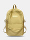 Preppy Soild Nylon Large Capacity Multi-pockets Splashproof Outdoor Travel Backpack - Yellow