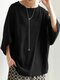 Solid Dolman Sleeve Loose O-neck Casual Women Blouse - Black