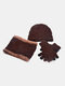 Men 2/3PCS Plus Velvet Keep Warm Winter Neck Protection Headgear Scarf Full-finger Gloves Knitted Hat Beanie - #07