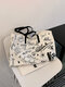 Women Canvas Large Capacity Graffiti Pattern Printed Handbag Shoulder Bag Tote Shopping Bag - White
