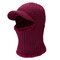 Men Winter Warm Wool Velvet Knit Beanie Fashion Outdoor Sports Cycling Face Mask Hat - Red