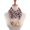 Bohemian Printed Slub Cotton Multi-layer Necklace Handmade Beaded Chain Women Scarf Shawl Necklace - Khaki