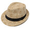 Men Vogue Straw Sunscreen Jazz Top Cap Outdoor Summer Casual Travel Breathable Hat - Khaki