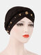 Women Cotton Multi Color Solid Casual Sunshade Rivet Decor Side Braid Baotou Hats Beanie Hats - Black