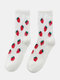 5 Pairs Women Artificial Mink Cartoon Fruit Pattern Plus Velvet Thickened Warmth Socks - White