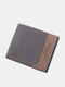 Men Fashion Faux Leather Multi-Slots Color Matching Frosted Short Wallet - Coffee
