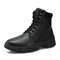 Men Stylish Microfiber Leather Lace Up Casual Ankle Boots - Black