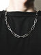 Trendy Hip Hop Oval-shaped Patchwork Chain Stainless Steel Necklace - Silver