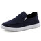 Men Pure Color Canvas Breathable Slip On Casual Flats - Blue