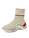 Women Fashion Casual Comfortable Platform High Top Sock Sneakers - Apricot