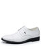 Men Stylish Cap Toe Alligator Lace Up Business Casual Dress Shoes - White