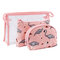 Colored Flamingo Cosmetic Bag Set Three-piece Waterproof Transparent PVC Wash Bag  - Pink