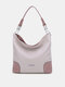 Women Vintage Faux Leather Solid Color Large Capacity Waterproof Handbag Shoulder Bag Tote - #19