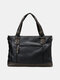 Menico Men's PU Leather Fashion Trend Men's Handbag Shoulder Bag Casual Messenger Bag Briefcase Computer Bag - Black