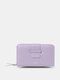 Women's Faux Leather Simple Zipper Wallet Multi-card Slot Card Holder Mini Wallet - Purple