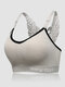 Plus Size Butterfly Embroidered Back Ribbed Hit Lining Removable Pad Cozy Bras - Gray