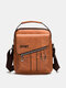 Men Vintage Wear-Resistant Breathable Faux Leather Crossbody Bag Casual Shoulder Bag - Brown