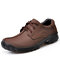 Hiking Cow Leather Slip Resistant Outdoor Casual Sport Sneakers For Men - Dark Brown