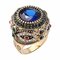 Bohemian Finger Rings Blue Rhinestone Gold Plated Round Geometric Rings Ethnic Jewelry for Women - Blue