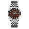 Classic Mens Silver Watches Business Luminous Date Stainless Steel 30M Waterproof Quartz Watches - Coffee