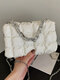 Women Faux Leather Fashion Argyle Chain Crossbody Bag - White