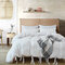 3pcs Bed Linen Solid Color Tape Bedding Set Butterfly Bowtie Duvet Cover Pillowcase Set Single Twin Queen King Size - White