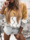 Hollow Contrast Color Patchwork Long Sleeve Sweater For Women - Yellow