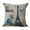 Paris Eiffel Tower Printed Pillowcase Linen Sofa Soft Cushion Cover - #4