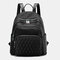 Women Nylon Diamond Pattern Casual Quilted Backpack Travel Bag - Black