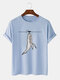 Mens Fishing Shark Graphic Cotton Short Sleeve T-Shirts - Light Blue