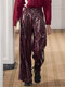 Mens Patent Leather High Waist Pants - Vino rosso