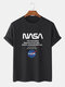 Plus Size Mens NASA Graphic Print 100% Cotton Fashion Short Sleeve T-Shirts - Black