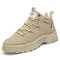 Men Brief Lace-up Hard Wearing Work Style Casual Boots - Khaki