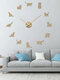 猫DIY三次元ウォールステッカー壁時計リビングルーム装飾時計北欧シンプル時計壁時計 - ゴールド