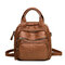 Women PU Soft Multi-function Bags Leisure Handbags Large Capacity Backpack - Brown