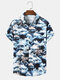 Mens All Over Clouds Pattern Short Sleeve Shirt With Pocket - Blue