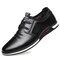 Men Comfy Soft Leather Round Toe Lace Up Business Casual Shoes - Black