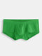 Men Sexy Mini Boxer Briefs Thin Breathable Nude Butt Lifting Patchwork Pouch Plain Underwear - Green