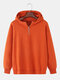 Mens Solid Color Half Zip Cotton Loose Casual Elastic Hem Pullover Hoodies - Orange