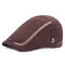 Men Women Washed Cotton Embroidery Iron Label Beret Hat Casual Forward Hat - Coffee