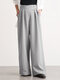 Elastic Waist Pleated Wide -legged Plus Size Pants - Grey