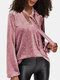 Stars Print Knotted V-neck Long Sleeves Velvet Shirt for Women - Pink