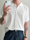 Mens Solid Knit Button Up Short Sleeve Shirt - White