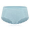 Seamless Lace Ice Silk Breathable Soft Mid Waisted Panties - Blue