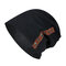 Women Men Knit Plush Warm Beanie Cap Outdoor Sports Cycling Double-breasted Hat - Black