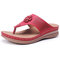 LOSTISY Hollow Out Clip Toe Flip Flops Beach Casual Holiday Slippers - Red