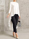 Solid Color Asymmetrical High Low Blouse - Off White